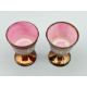 Pair of copper lustre Goblets decorated birds and flowers, Staffordshire, C19th - Image 5 of 6