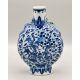 Chinese blue and white Pilgrim or Moon Vase decorated with dragons and flowers, C19th - Image 1 of 8
