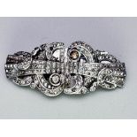 Art Deco silver dress clips/brooch, American, c1930