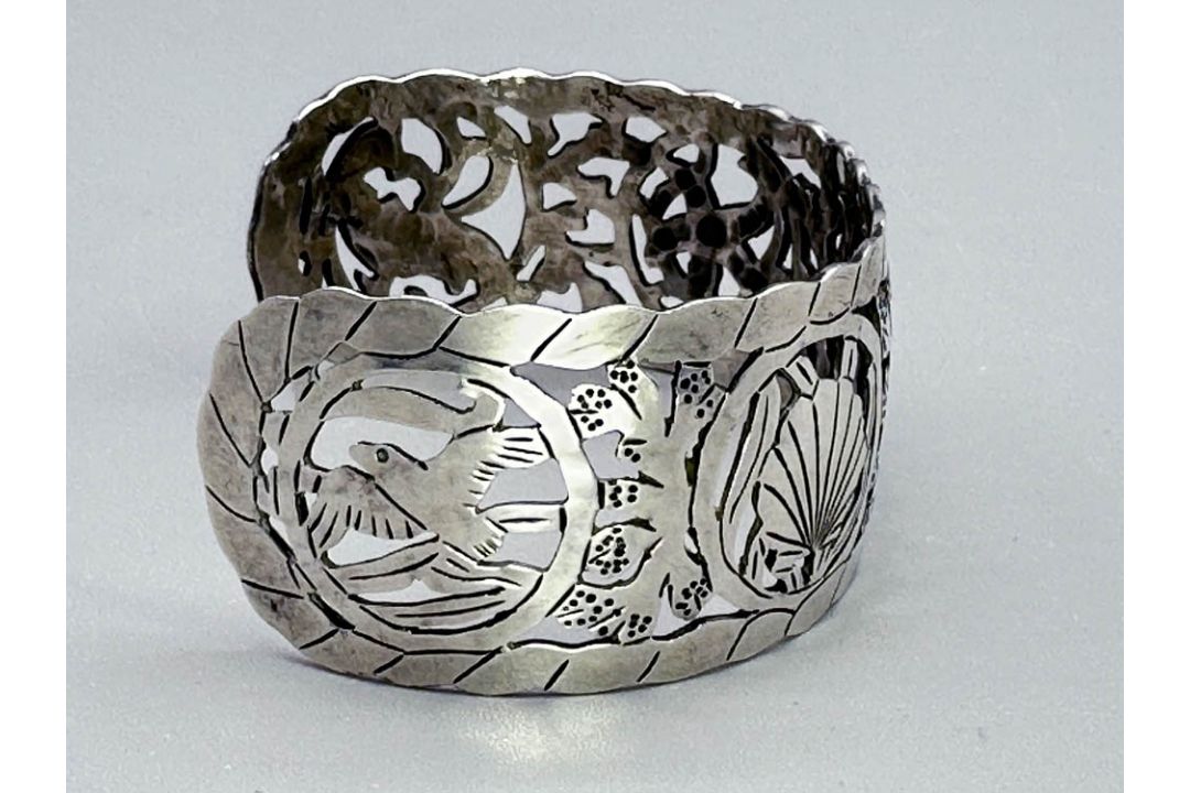 Silver Cuff Bracelet by Stavre Gregor Panis with maritime motifs, signed, American c1940 - Image 2 of 6