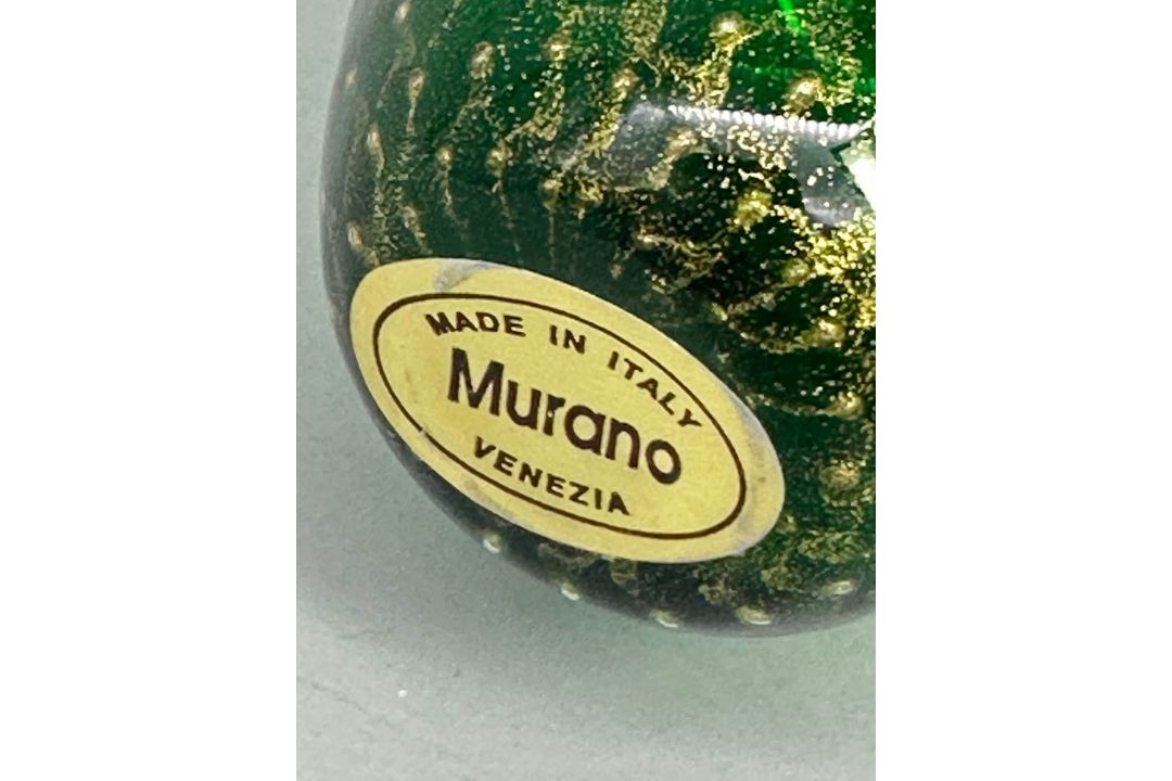 Murano green bullicante glass Perfume Bottle and Stopper with label, second half C20th - Image 7 of 7
