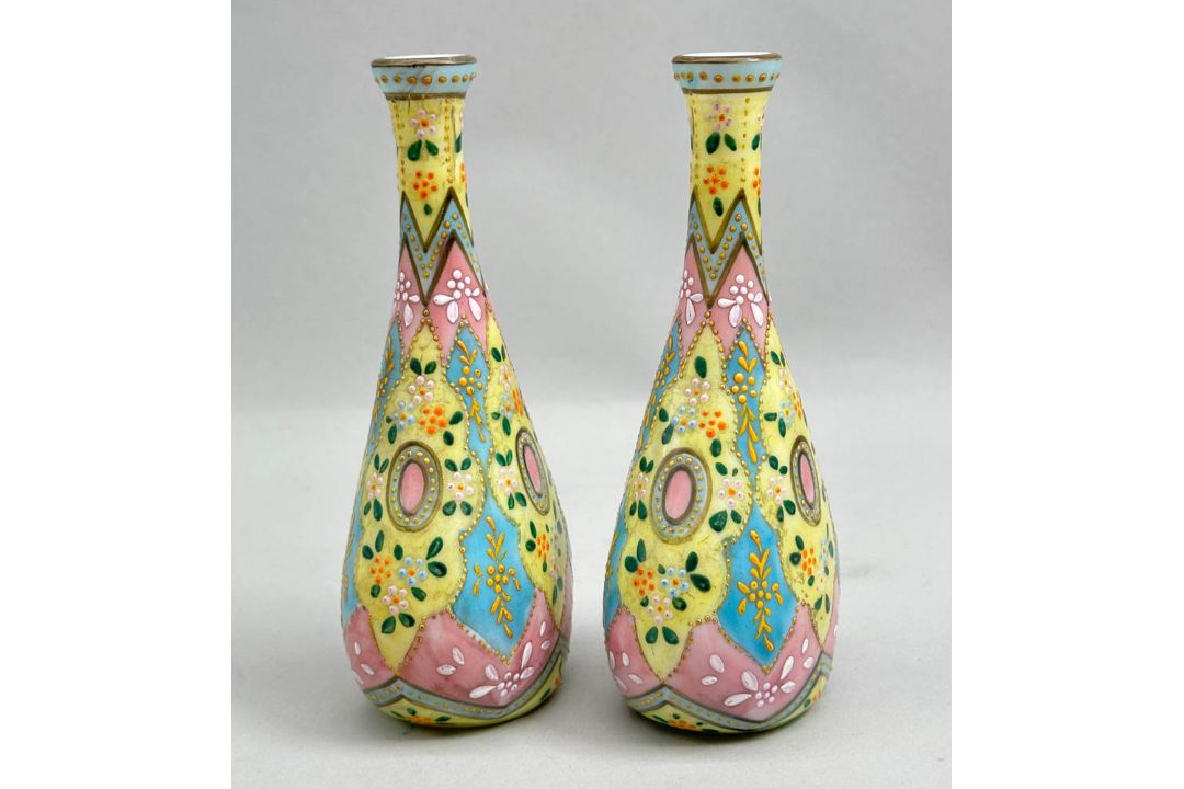Pair of Bohemian Harrach Glass Vases, Morocco pattern, second half C19th - Image 2 of 10