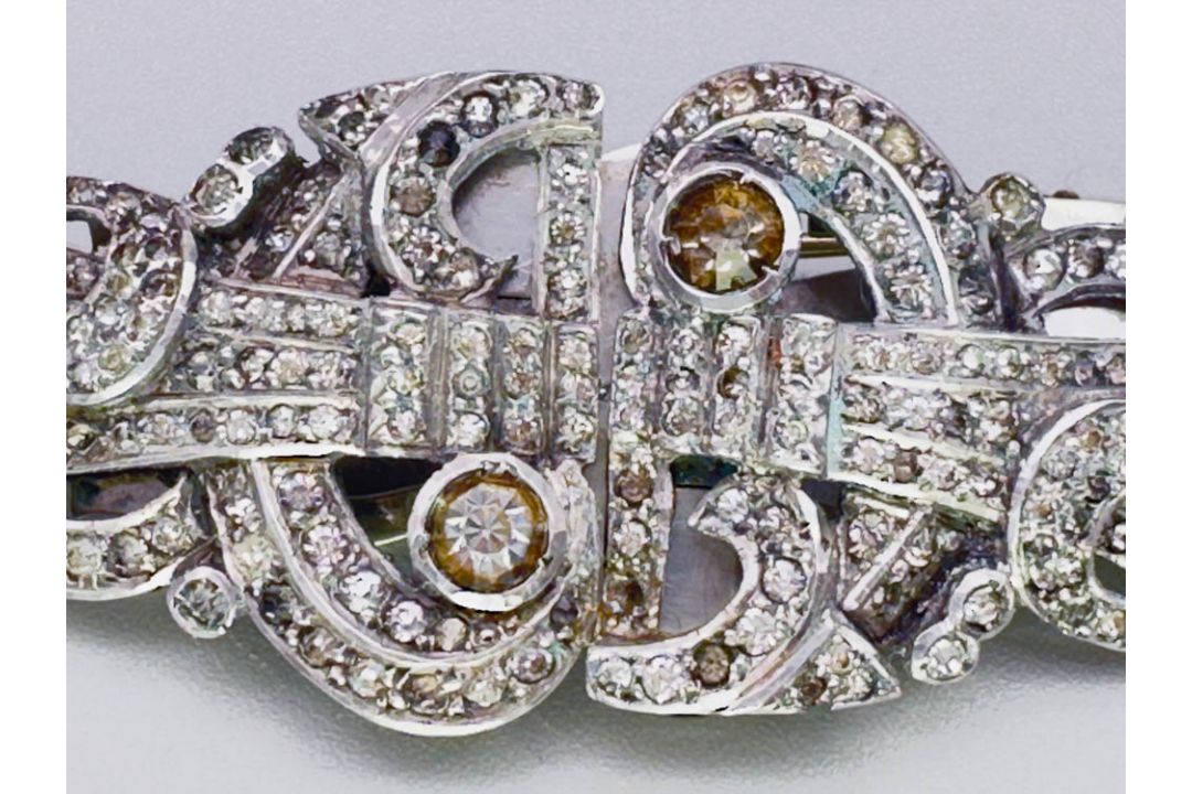 Art Deco silver dress clips/brooch, American, c1930 - Image 2 of 9