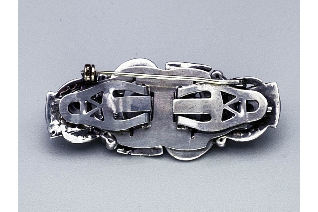 Art Deco silver dress clips/brooch, American, c1930 - Image 3 of 9