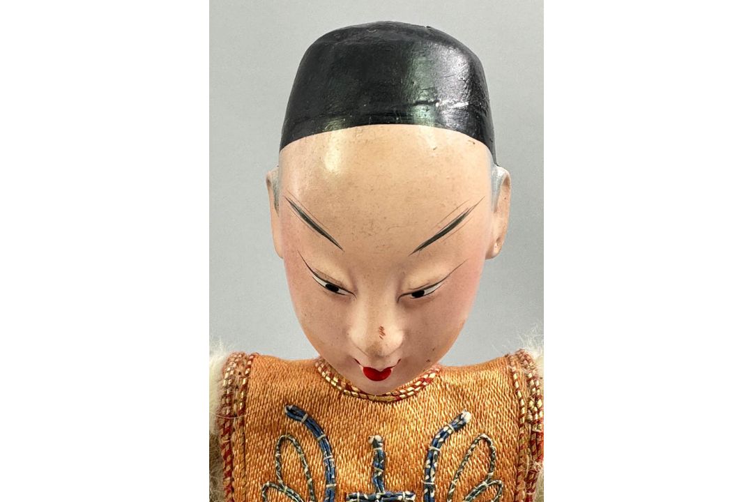 Chinese Doll of a man dressed in traditional costume, signed, early C20th. - Image 8 of 10