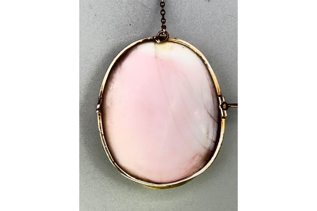 Large allegorical coral cameo Brooch, c1850 - Image 8 of 9