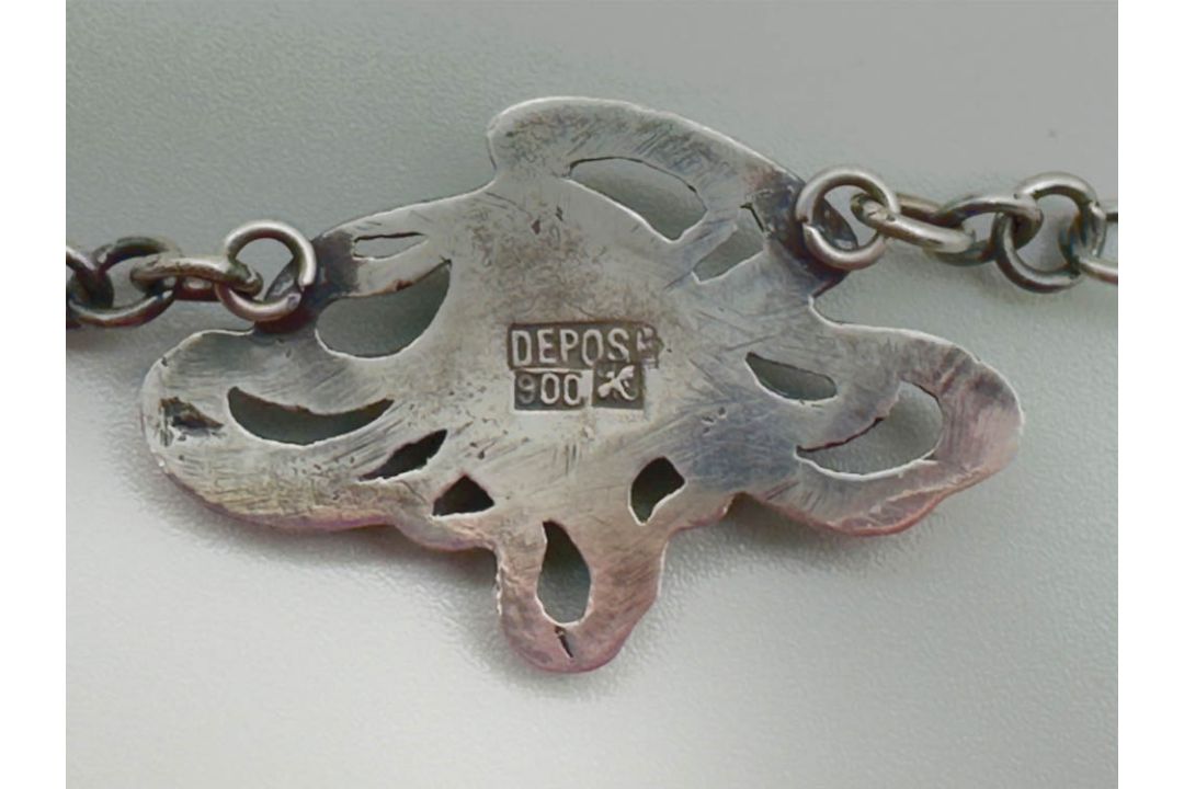 Silver Art Nouveau Necklace with a lady's head, French c1900 - Image 2 of 7