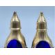 Arts and Crafts Brass and Cobalt Glass Salt and Pepper, early C20th - Image 2 of 5