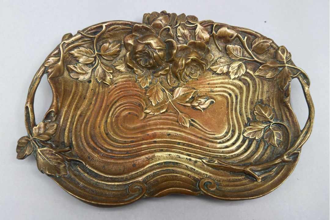 Art Nouveau Bronze Tray, stamped 172 Deposé, French, c1900 - Image 1 of 7