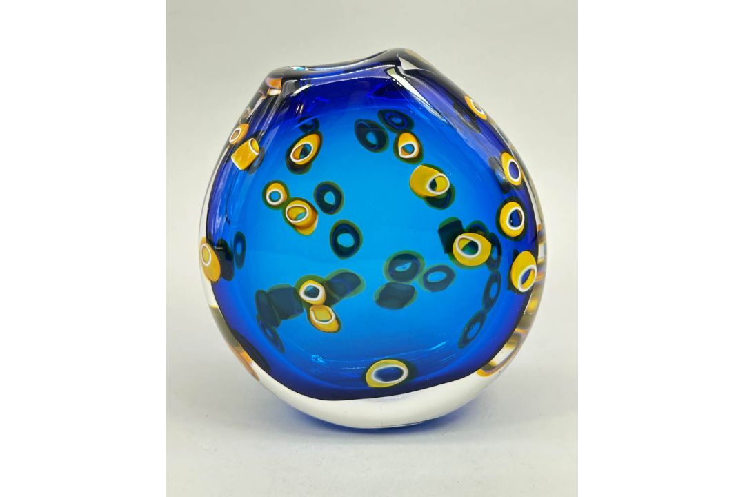 Hula Pattern glass Vase by Bob Crooks, signed by the artist, modern - Image 3 of 7