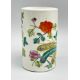 Chinese Famille Rose Brush Pot (bitong) decorated phoenix, rocks and peony, late C19th - Image 3 of 6