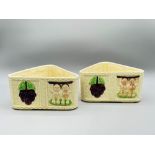 Unusual Pair of triangular form Aztec pattern Planters, Shorter and Son, second half C20th