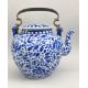 Exceptionally large Chinese Blue and White Teapot with metal handle, late C19th - Image 2 of 10