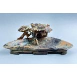 Chinese Soapstone Brushwasher with flowering lotus, early C20th