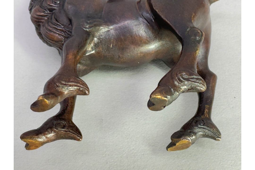 Chinese Bronze Scroll Weight in the form of a standing Goat, Qing Dynasty (1644-1912) - Image 7 of 8
