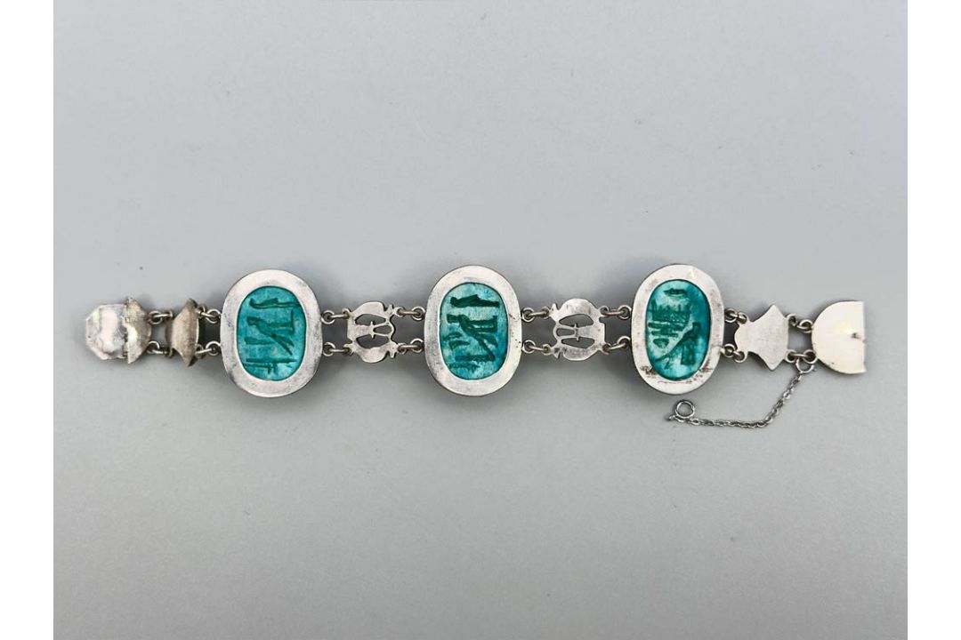 Egyptian bracelet with large faience scarabs, c1920 - Image 6 of 7