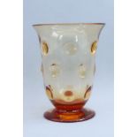 Golden Amber Webb Glass Vase, Gay Glass Range, Old English Bullseye, marked, 1950s