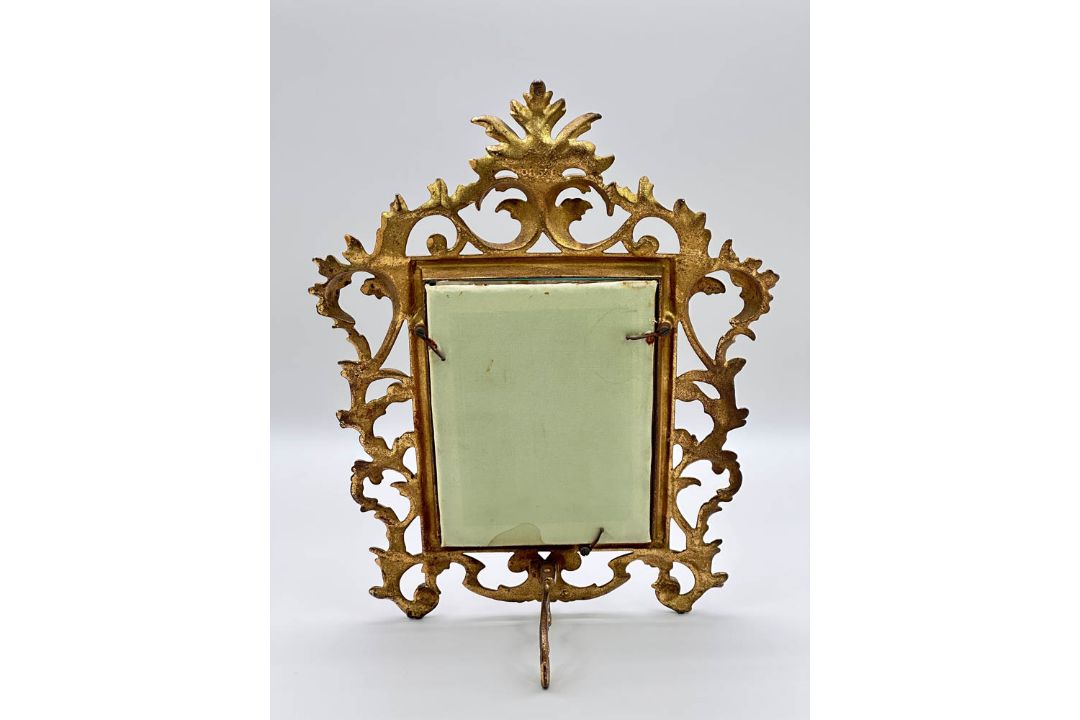 Rococo style gilt metal picture frame and antique photo tissue cover by Percy Lund & Co, 1890s/1920s - Image 4 of 11