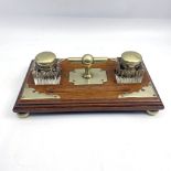 Victorian ships inkwell with original fitted ink pots c1900