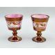 Pair of copper lustre Goblets decorated birds and flowers, Staffordshire, C19th - Image 1 of 6
