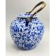 Exceptionally large Chinese Blue and White Teapot with metal handle, late C19th - Image 5 of 10