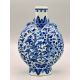 Chinese blue and white Pilgrim or Moon Vase decorated with dragons and flowers, C19th - Image 3 of 8
