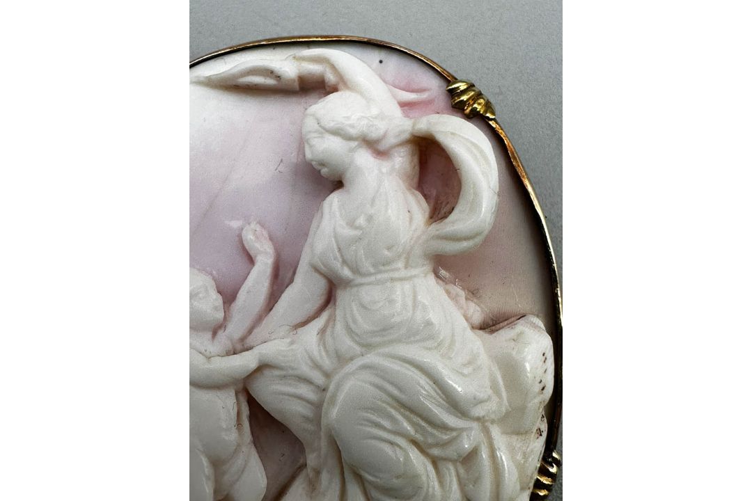 Large allegorical coral cameo Brooch, c1850 - Image 3 of 9
