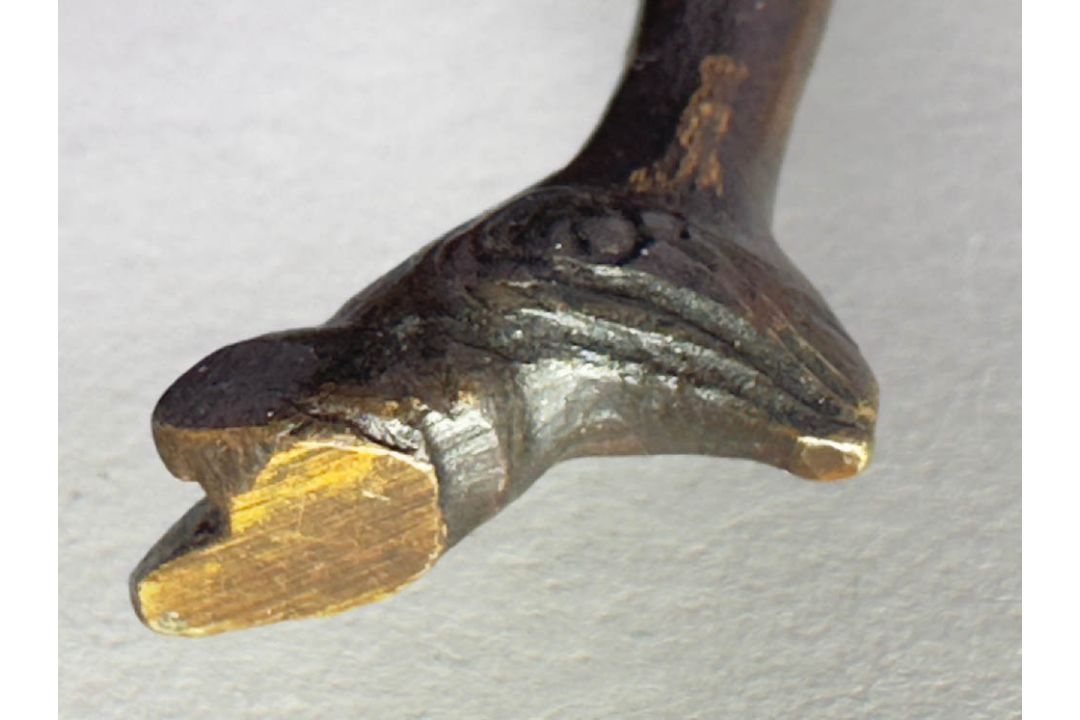 Chinese Bronze Scroll Weight in the form of a standing Goat, Qing Dynasty (1644-1912) - Image 8 of 8