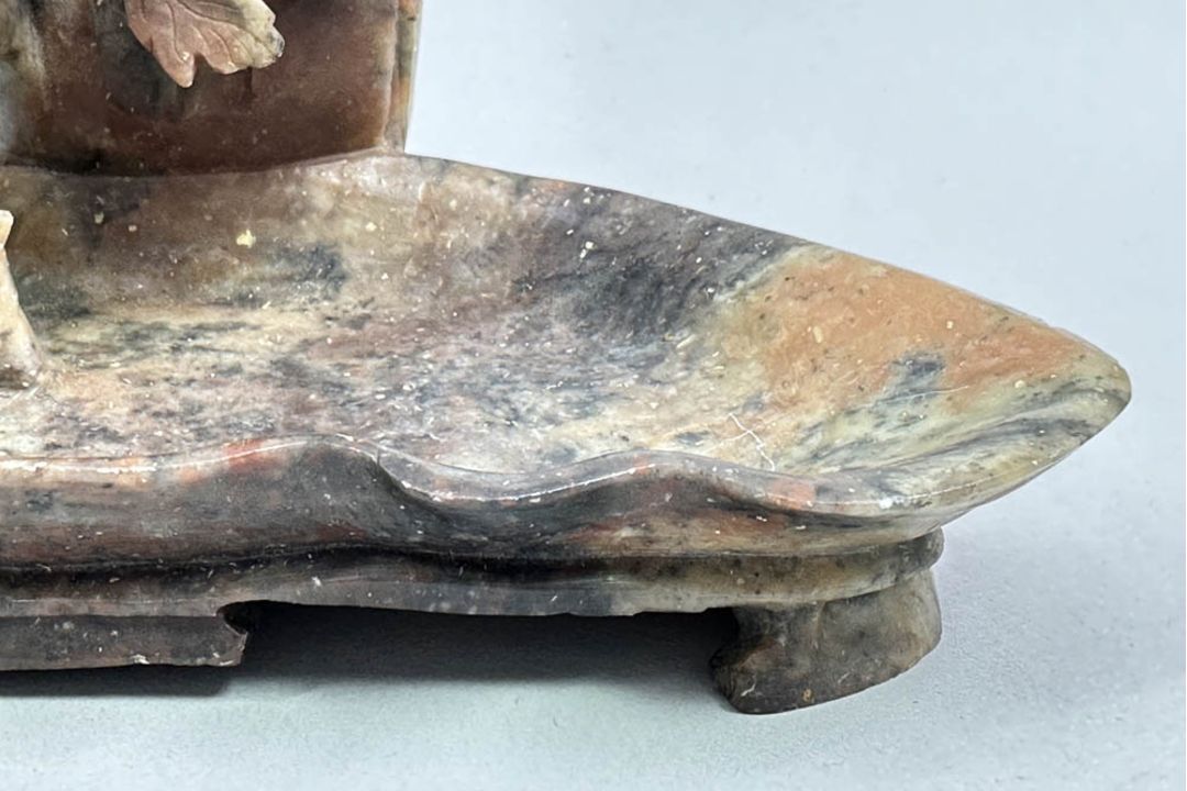 Chinese Soapstone Brushwasher with flowering lotus, early C20th - Image 8 of 10