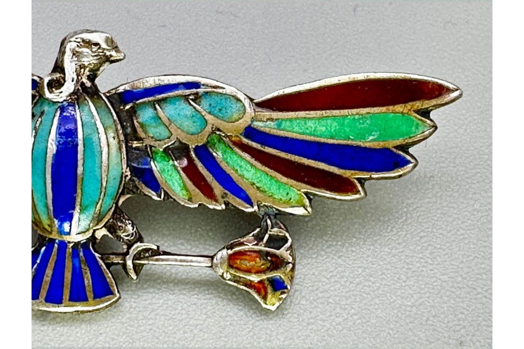 Georgian Egyptian Revival silver and enamel Brooch, c1820 - Image 4 of 7