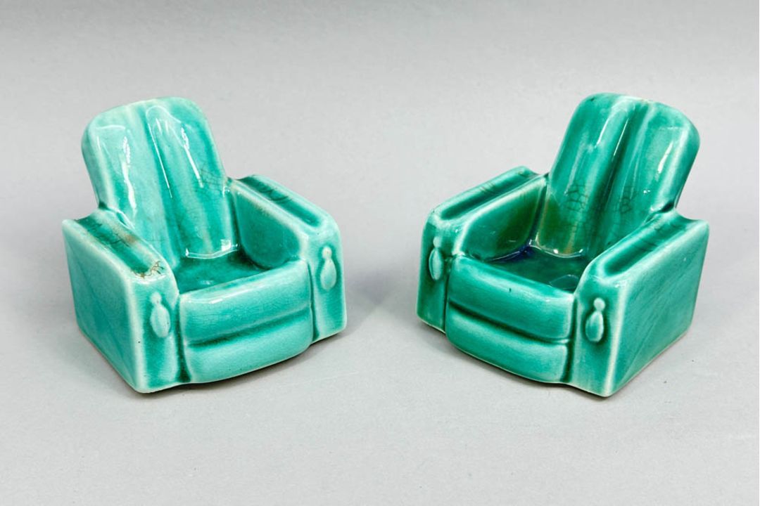 Pair of Vintage Art Deco style armchair Pipe Rests, English c1930 - Image 1 of 6