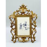 Rococo style gilt metal picture frame and antique photo tissue cover by Percy Lund & Co, 1890s/1920s