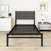 RRP £95.29 MOFLUT Double Bed Frame with Storage Upholstered Headboard