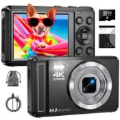 RRP £44.09 ZMOQNG Digital Camera 4K 64MP Autofocus with 32GB SD Card
