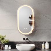 RRP £231.51 ELEGANT Oval LED Bathroom Black Mirrored Mirror 400x700mm