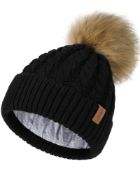 RRP £9.79 FURTALK Beanie Hat for Women Men Cable Knitted Bobble