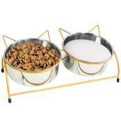RRP £14.42 VERTUPET 15 Cat Bowls with Stand Tilted