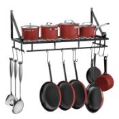 RRP £34.28 XEMQENER Wall Hanging Pan Pot Rack with 10pcs Removable Hooks