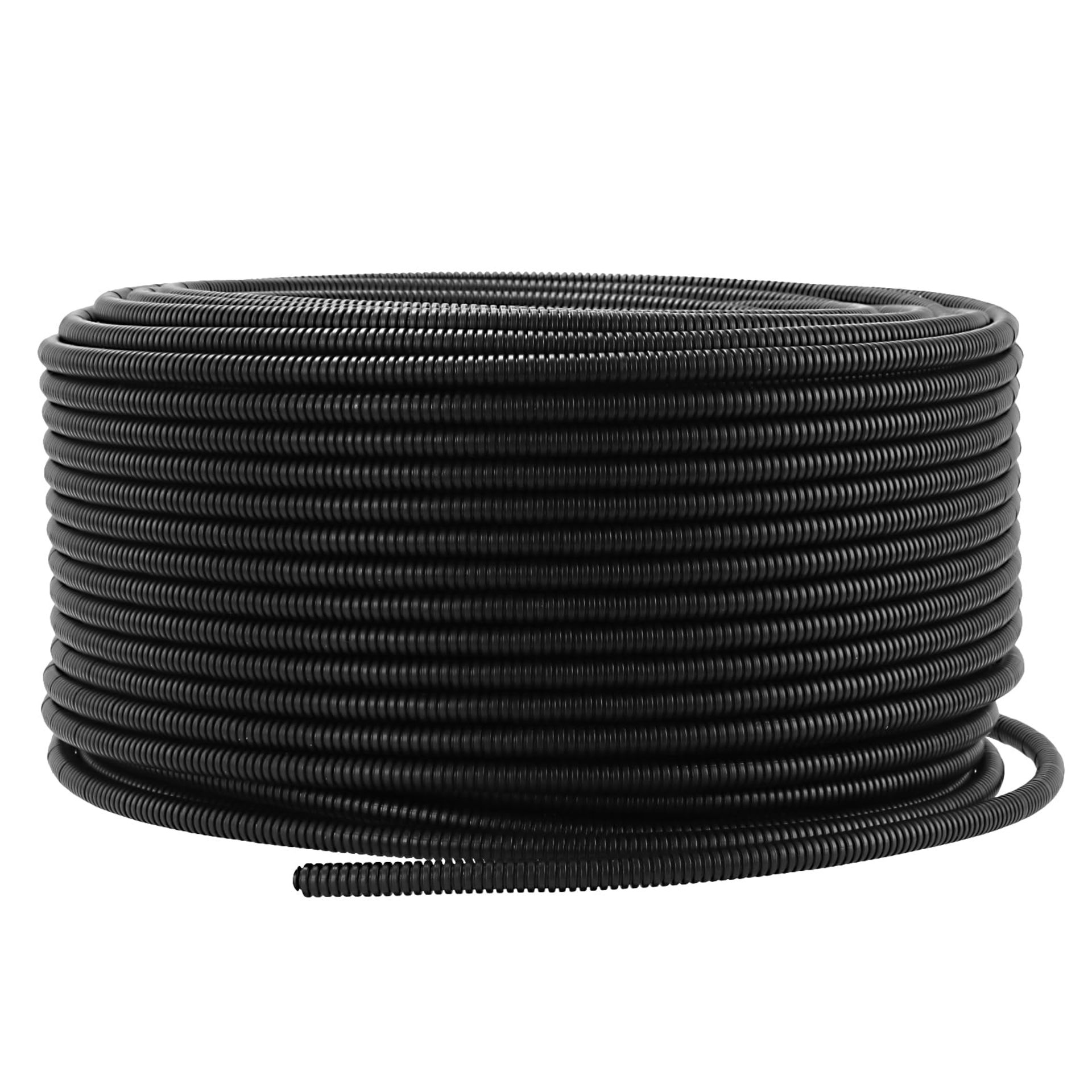 RRP £33.82 HEIHAK 60 M Black Corrugated Plastic Tubing