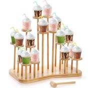 RRP £22.04 Yopay Bamboo Cupcake Stand for 18 Cupcakes