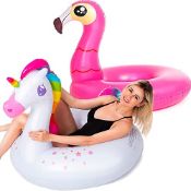 RRP £28.28 JOYIN Inflatable Flamingo and Unicorn Pool Float 2 Pack
