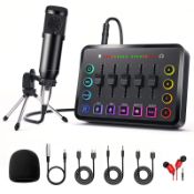 RRP £61.24 LILUOSUO Podcast Equipment Bundle includes audio mixer and BM800 microphone