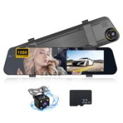 RRP £35.56 CAMECHO Mirror Dash Cam with 32GB TF card