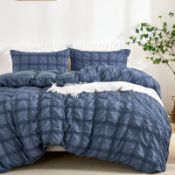 RRP £16.05 White Seersucker Duvet Cover Double Size Pompom Tassels