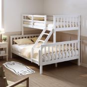 RRP £271.20 ELEGANT White Wooden Triple Sleeper Bed Frame Solid