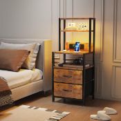 RRP £66.31 MUTUN Bedside Table with Charging Station and LED Light Strips