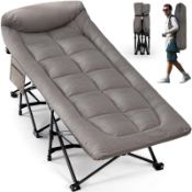 RRP £69.56 OVERMONT 28" Extra Wide Padded Folding Camping Beds for Adults