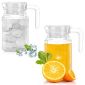 RRP £20.29 2 Pack 500ml Glass Water Jug with Lid Transparent