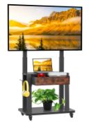 RRP £89.04 Rolling TV Stand with Fabric Drawer for 32-75 Inch