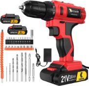 RRP £19.11 Conentool 21V Cordless Drill Driver Set